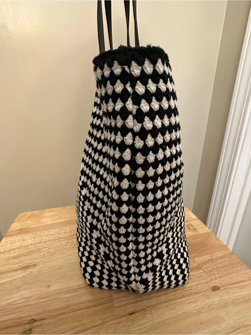 Karl Lagerfeld Black and White Woven Tote